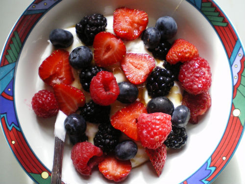Yogur helado con fruta